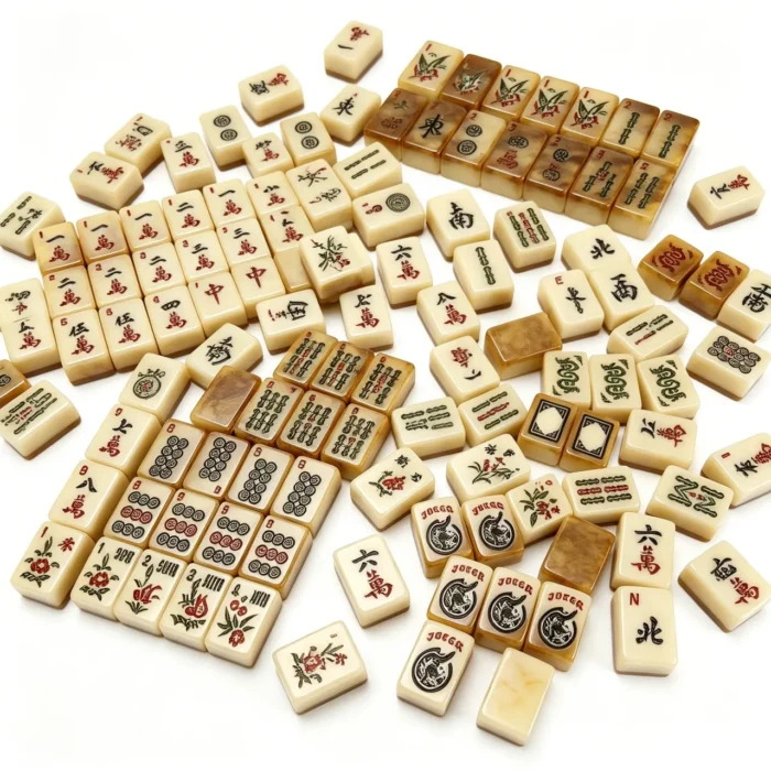 Vintage-style American Mahjong set with tortoise shell tiles