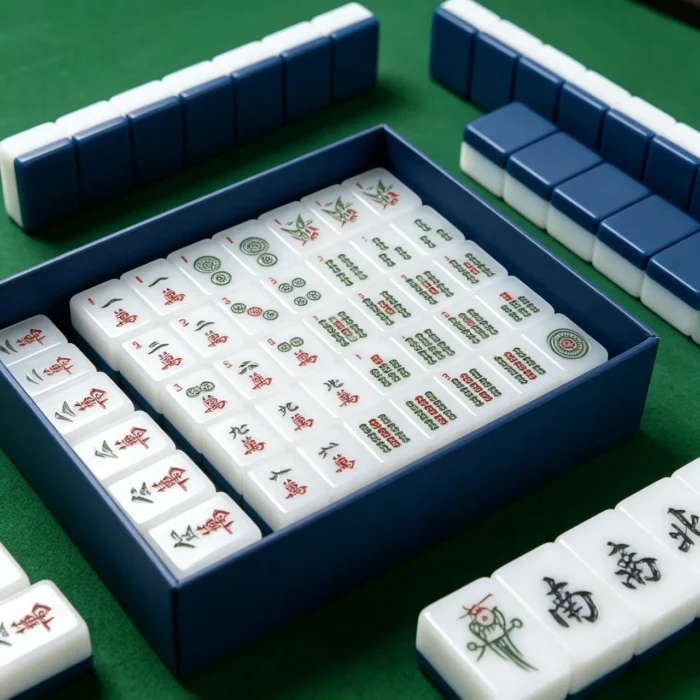 Professional American Mahjong set with navy blue 166-piece tiles